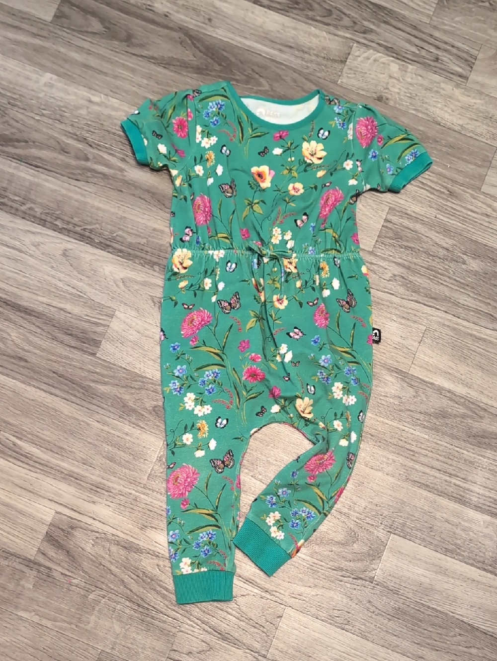 Green Floral & Butterfly Romper - Kids Jumpsuit